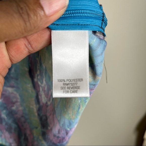 Dana Bachman Water Colors Asymmetric Sleeves Sequin Around Neckline Tunic SZ XL - Picture 8 of 14